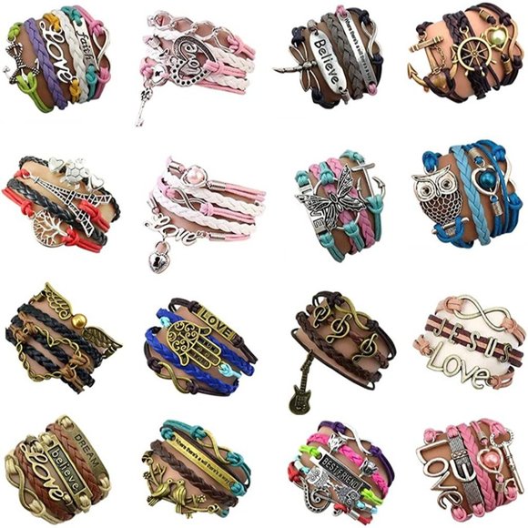 New 16pcs Handmade Braided Multi Layers Vintage Woven Rope Wrap Bangle B… - Picture 1 of 1
